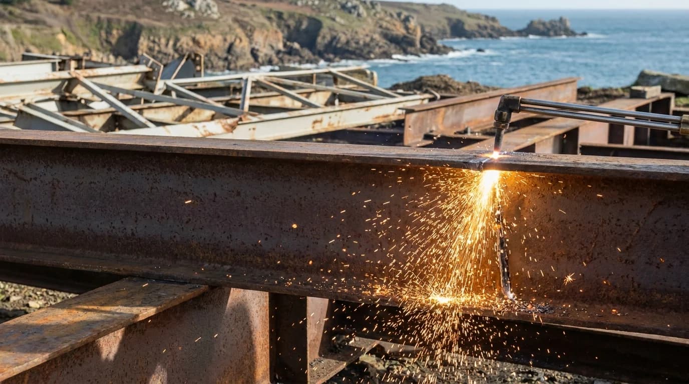 Oxycoupage de fortes sections métalliques à Saint-Brieuc, Côtes-d'Armor